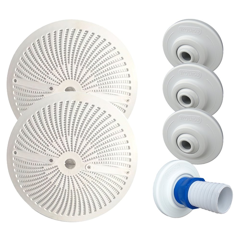 Kit 1 Dispositivo De Aspiração E 3 Dispositivo de Retorno 2 Ralo de Fundo Abs Piscina Alvenaria em Oferta na Shopee