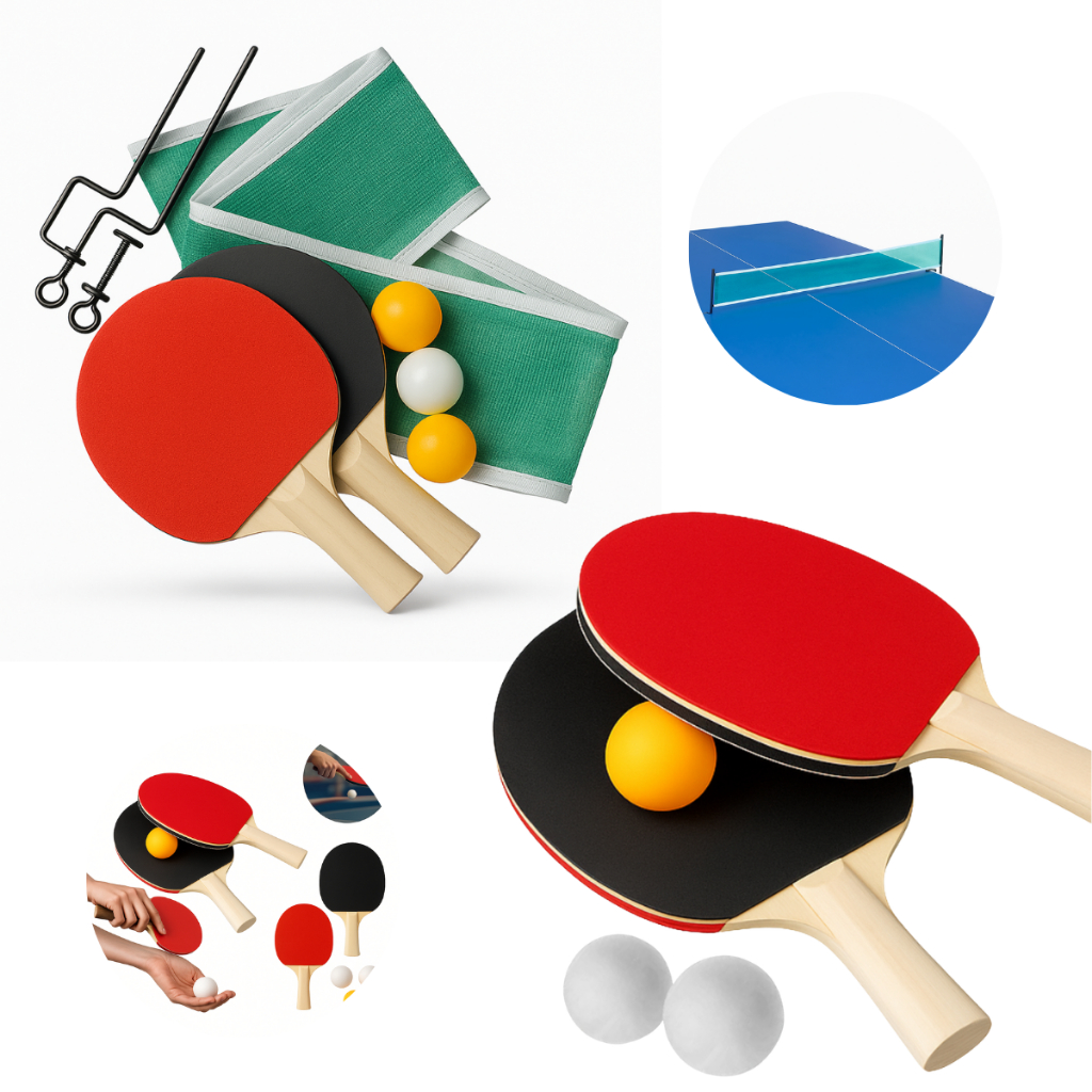 Kit 2 Raquete Para Tênis de Mesa Com ou Sem Rede Para Ping Pong 3 Bolinhas Suporte Jogo Bolas