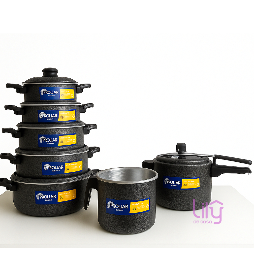 Jogo de Panelas 7 PEÇAS em Alumínio com Panela de pressão 2,5 litros. em Oferta na Shopee