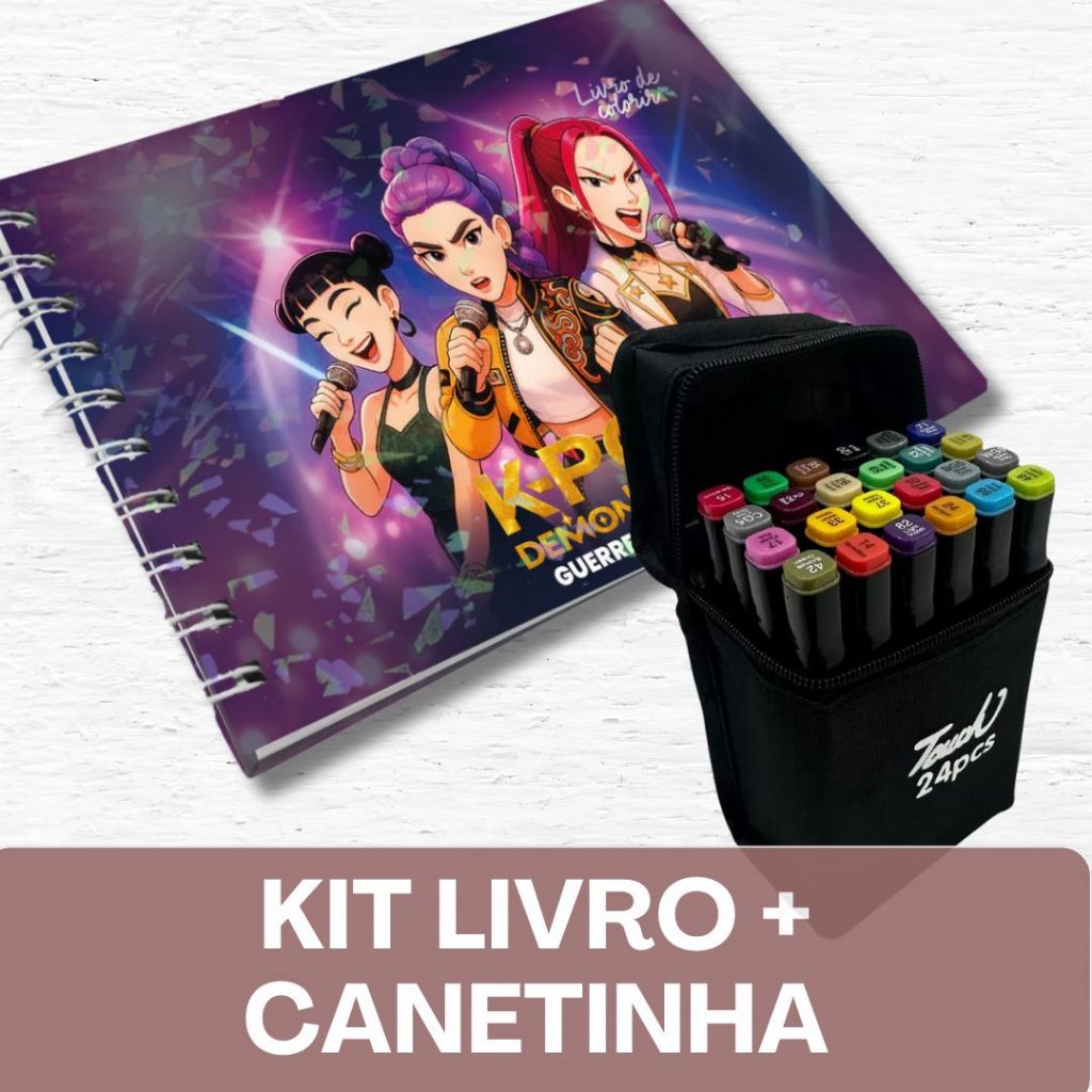 Guerreiras do K-pop + CANETINHAS  Livro de Colorir + Canetinhas / 50 Folhas / Capa Holográfica em Oferta na Shopee