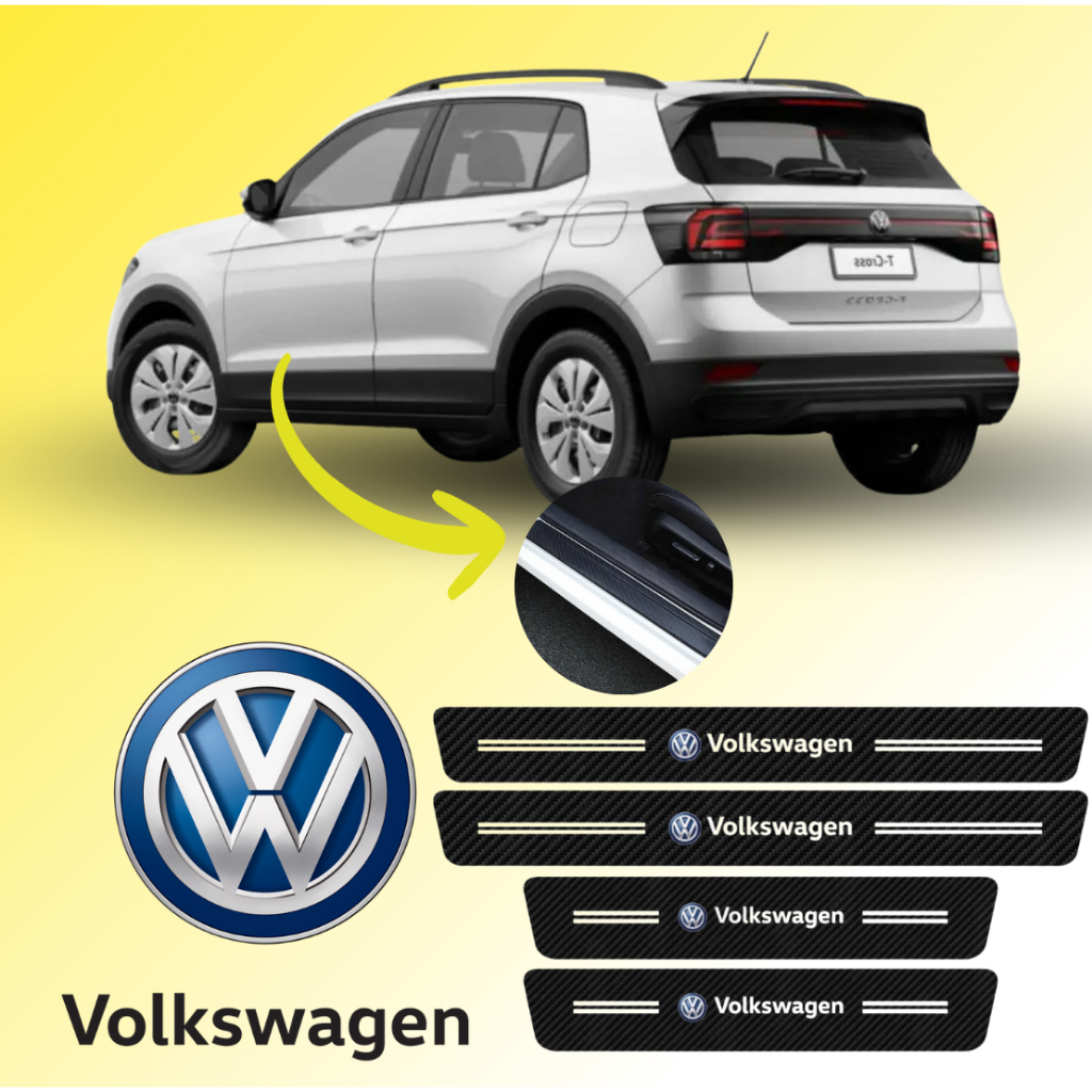 Kit Adesivo Soleira Porta Carro Volkswagen Fibra De Carbono Automotiva Profissional Antiarranhão Pro em Oferta na Shopee