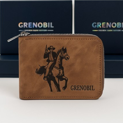 Carteira de Couro Premium Com Fechamento Zíper Estilo Cowboy- 5 Espaços Para Cartões em Oferta na Shopee