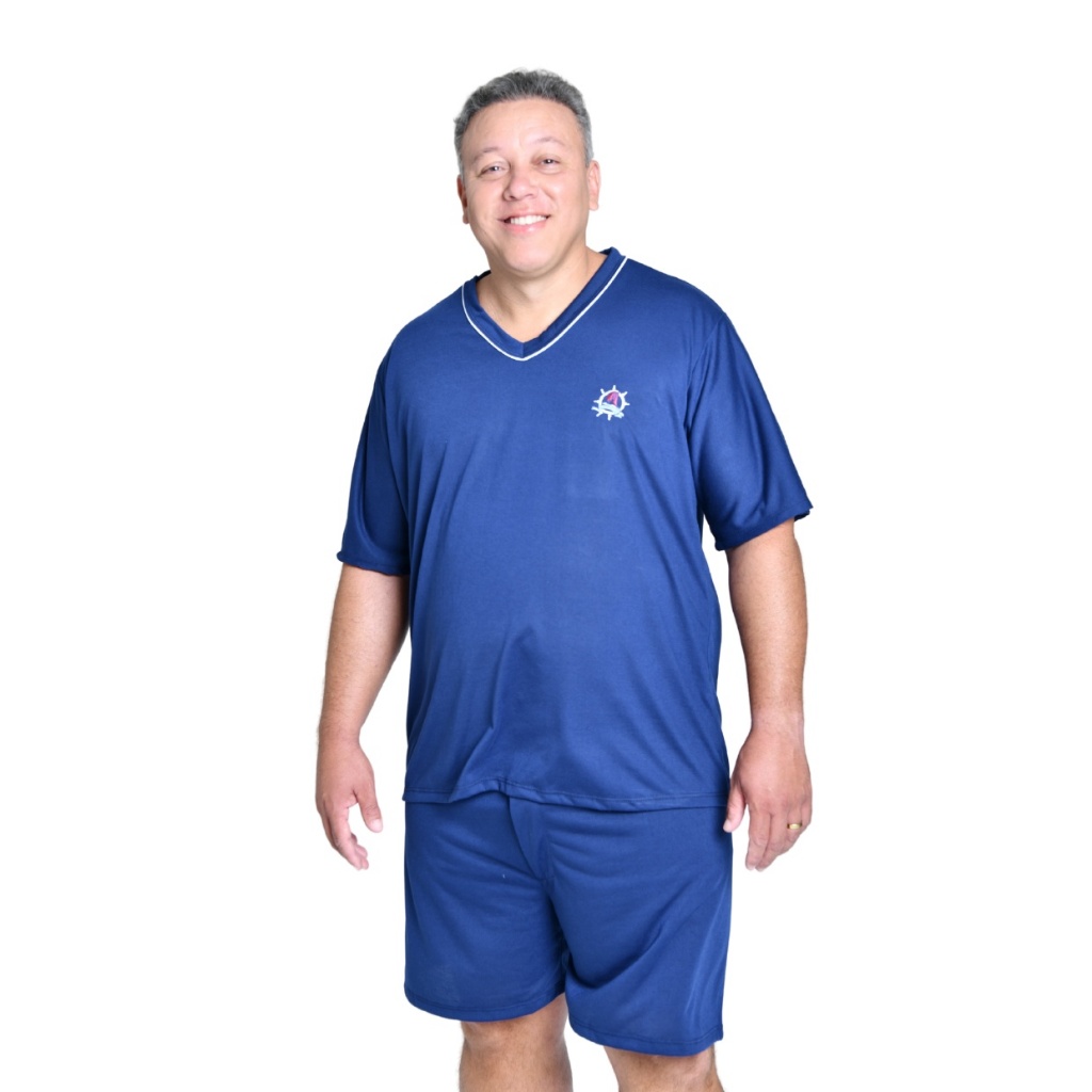 Pijama de Verão Masculino Manga Curta Short Adulto Liso Confortavel Leve , Fresco e Estiloso do P ao G3