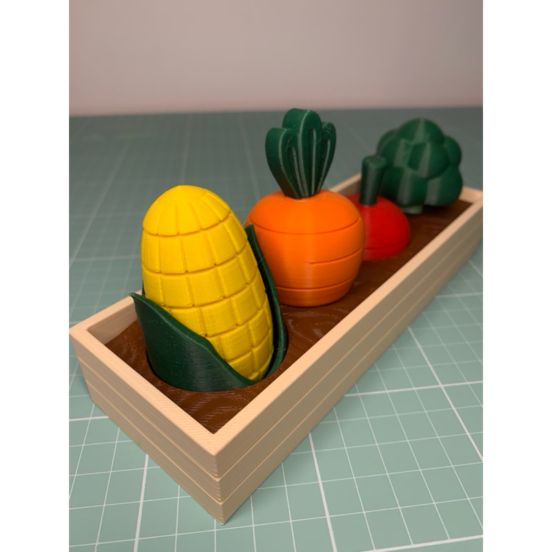 Kit de Brinquedos Sensorial 3D – Milho, Cenoura, Rabanete e Brócolis