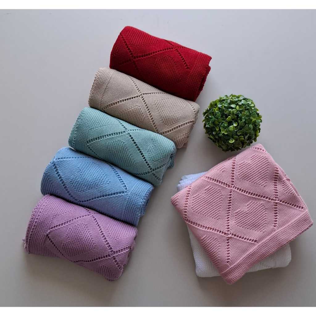 Manta Cobertor Coração Saída Maternidade Recém nascido Trico Tricô Enxoval em Oferta na Shopee