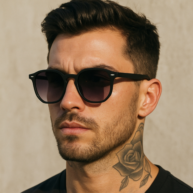 Óculos de Sol Tulum Preto Degradê Hexagonal Premium Retrô Oldstyle uv400 Feminino Masculino Unissex
