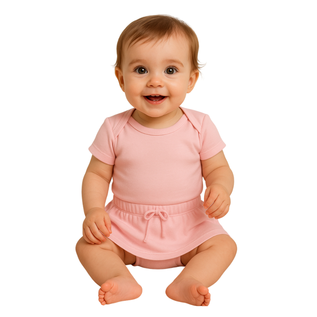 Conjunto de Bebê Menina Básico Dia a Dia Body e Saia 100% Algodão em Oferta na Shopee