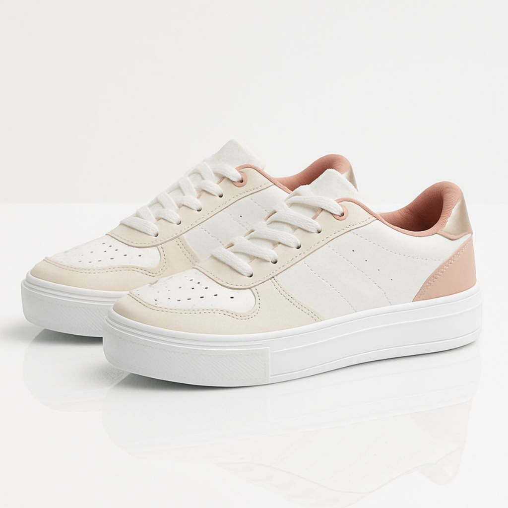 Tenis Feminino Air Leve Confort Casual Caminhada Couro Branco Preto Leve Confortável Esportivo Rose