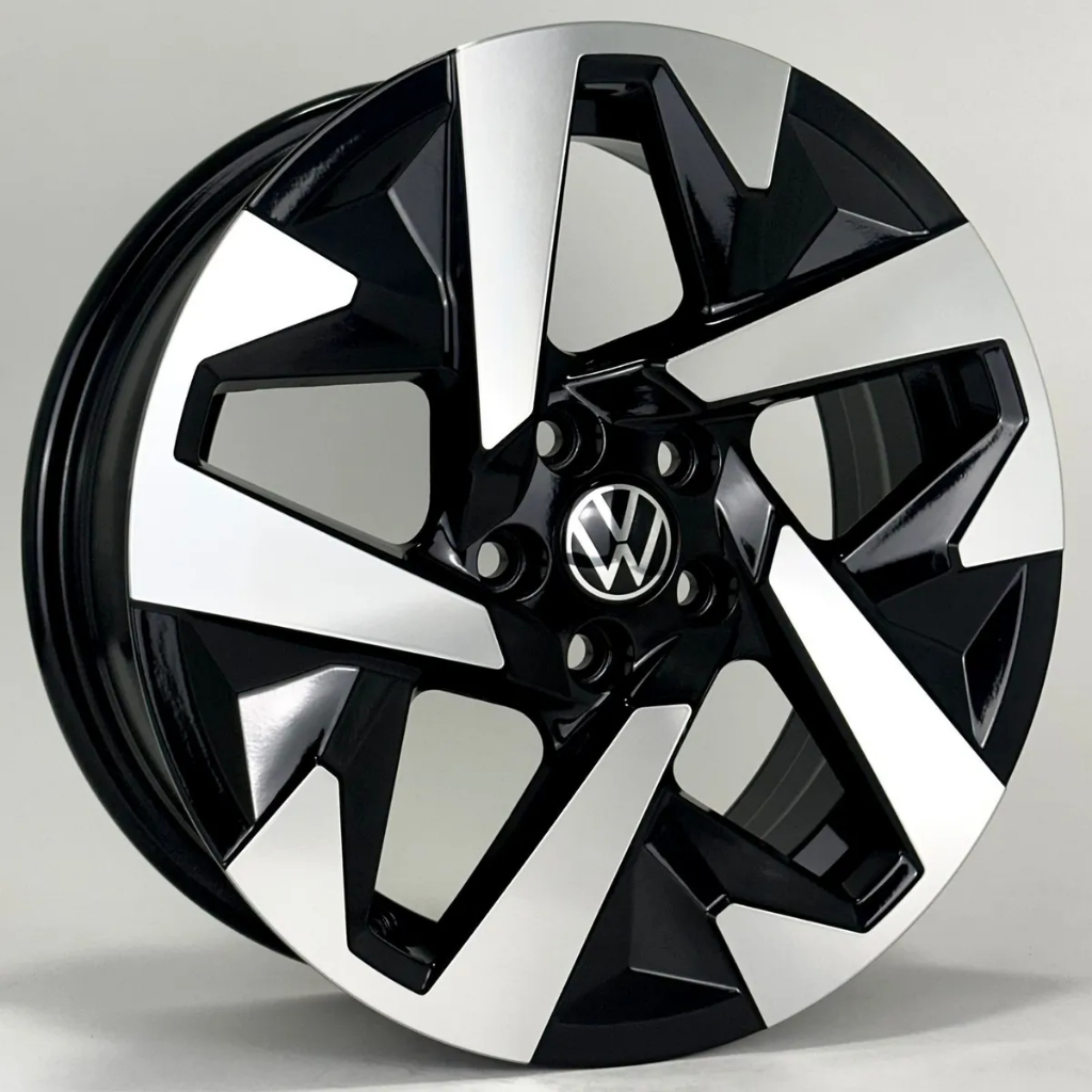 Kit 4 Rodas Aro 15x6,0 5x100 Vw Tera Nivus Virtus Fox Preta Diamantada Krmai S60