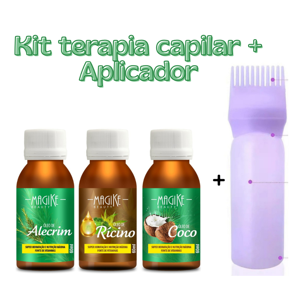 Kit Terapia Capilar Misturinha Magike Óleo de Coco + Rícino + Alecrim 60ml + Pipetas 100%natural