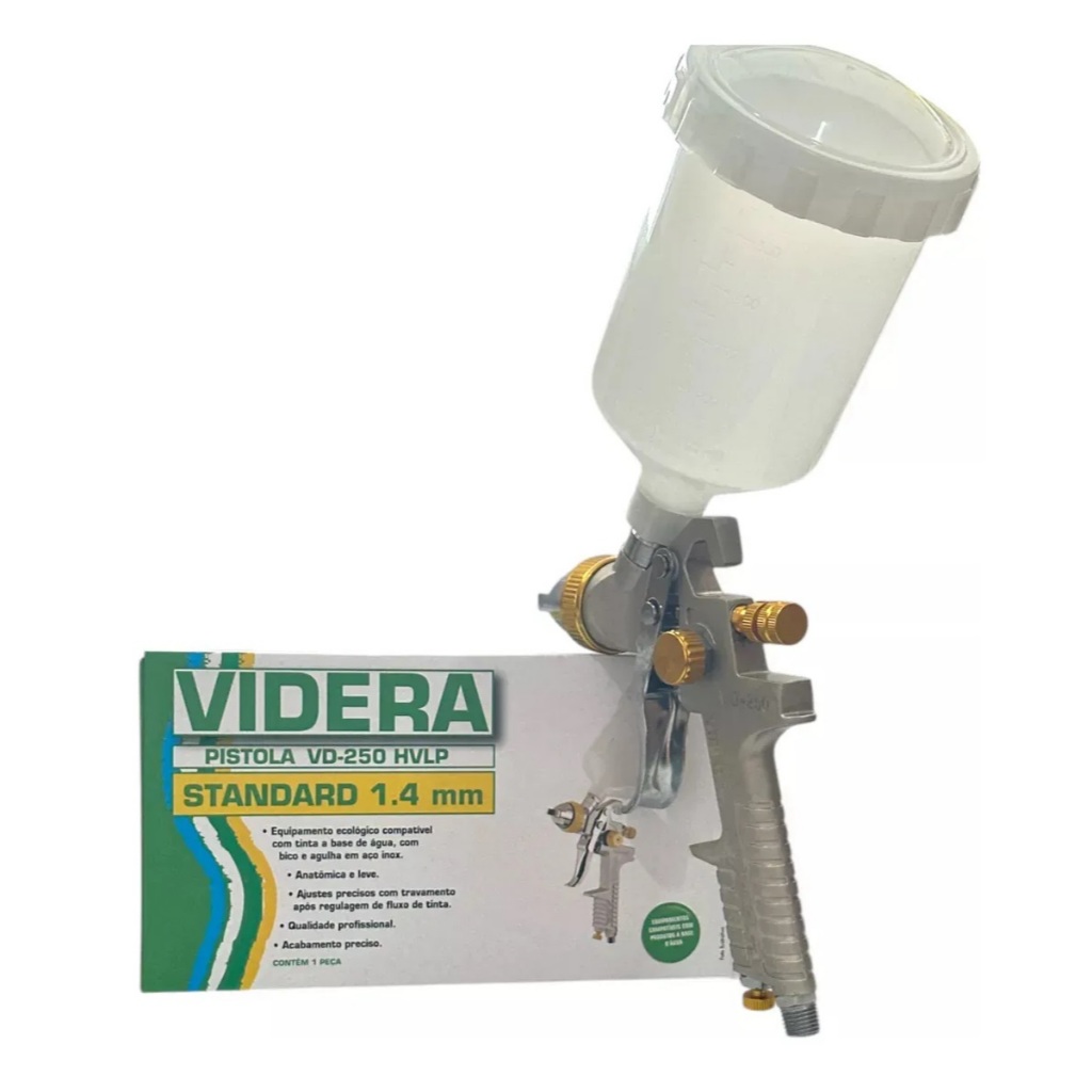 Pistola De Pintura Hvlp Bico Inox 1.4mm Vd250 600ml Wimpel