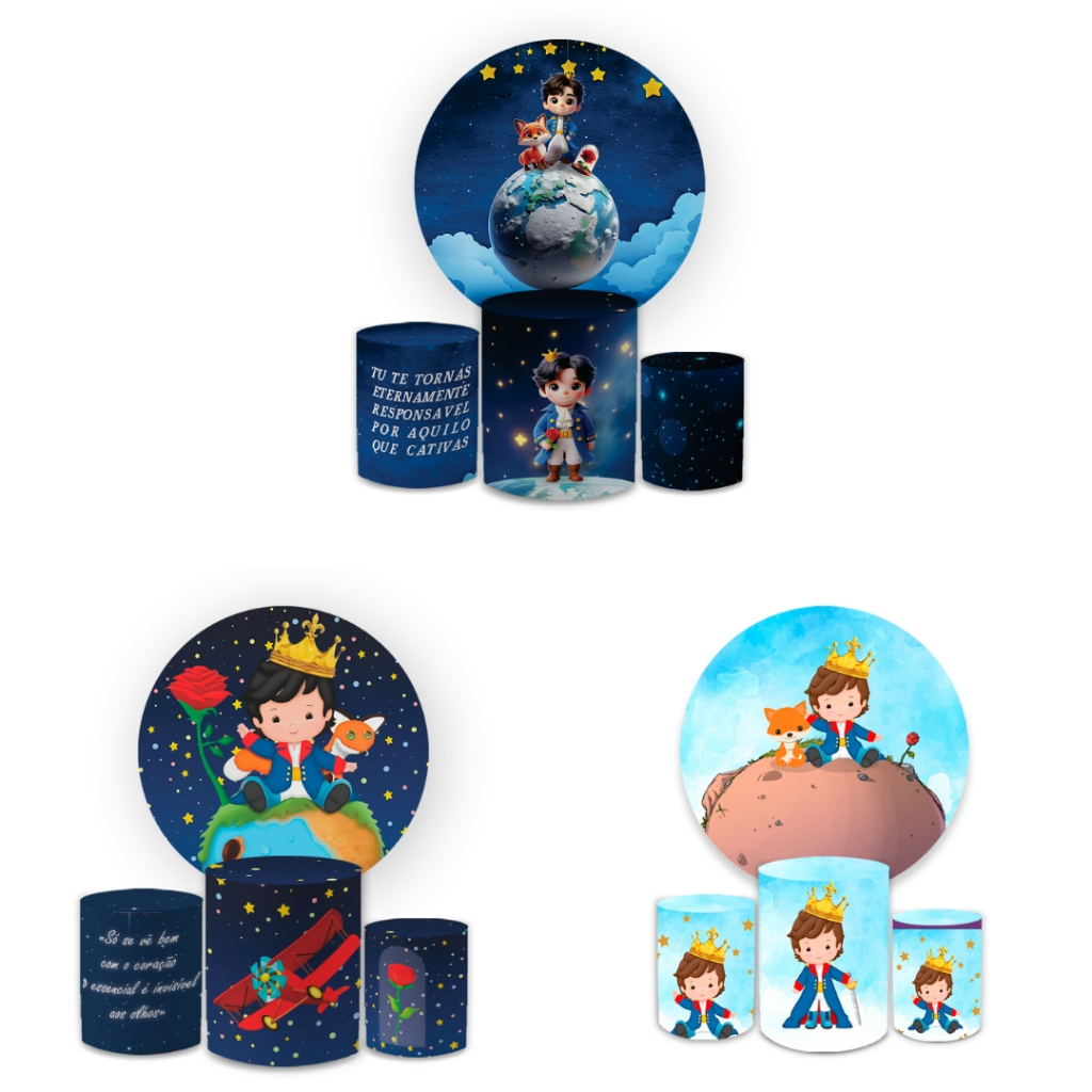 Kit Capas Festivas Para Painel e Cilindros O Pequeno Príncipe Aniversario Decoração Lançamento em Oferta na Shopee
