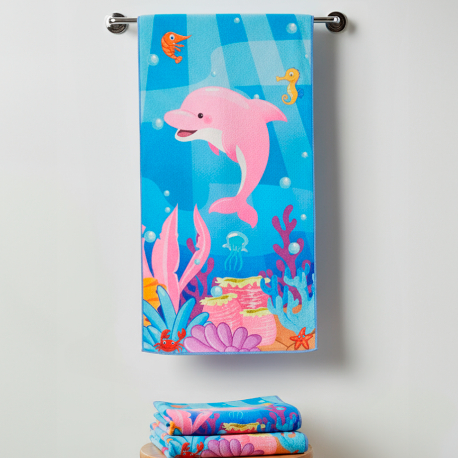Toalha Golfinho Estampa Alta Definição - Poliester e Algodão - Modelo Importado em Oferta na Shopee