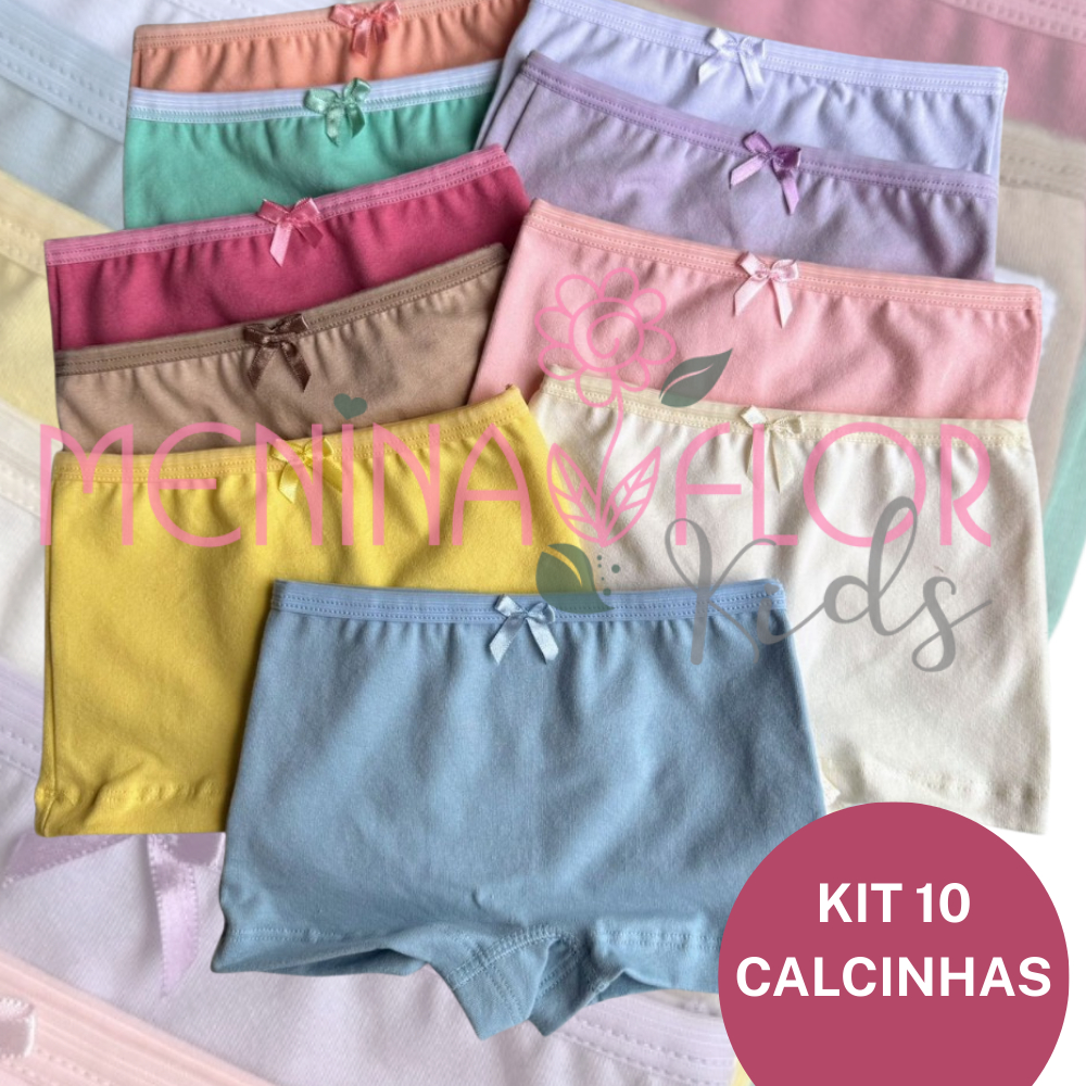 Calcinha Infantil Box Cotton Algodão | Kit com 10 Unidades Conforto Premium em Oferta na Shopee