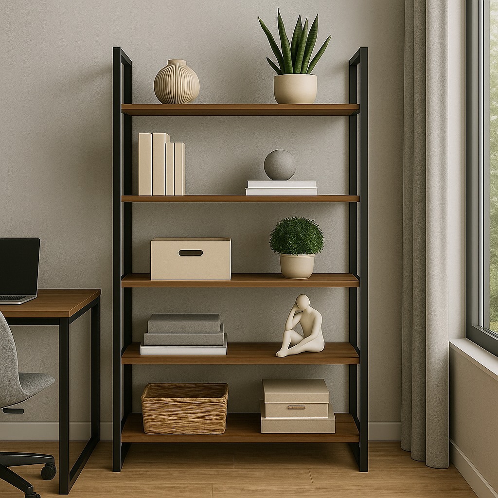 Estante Livreiro Organizadora Estilo Industrial – Ideal para Escritório e Sala- Estrutura em Metalon