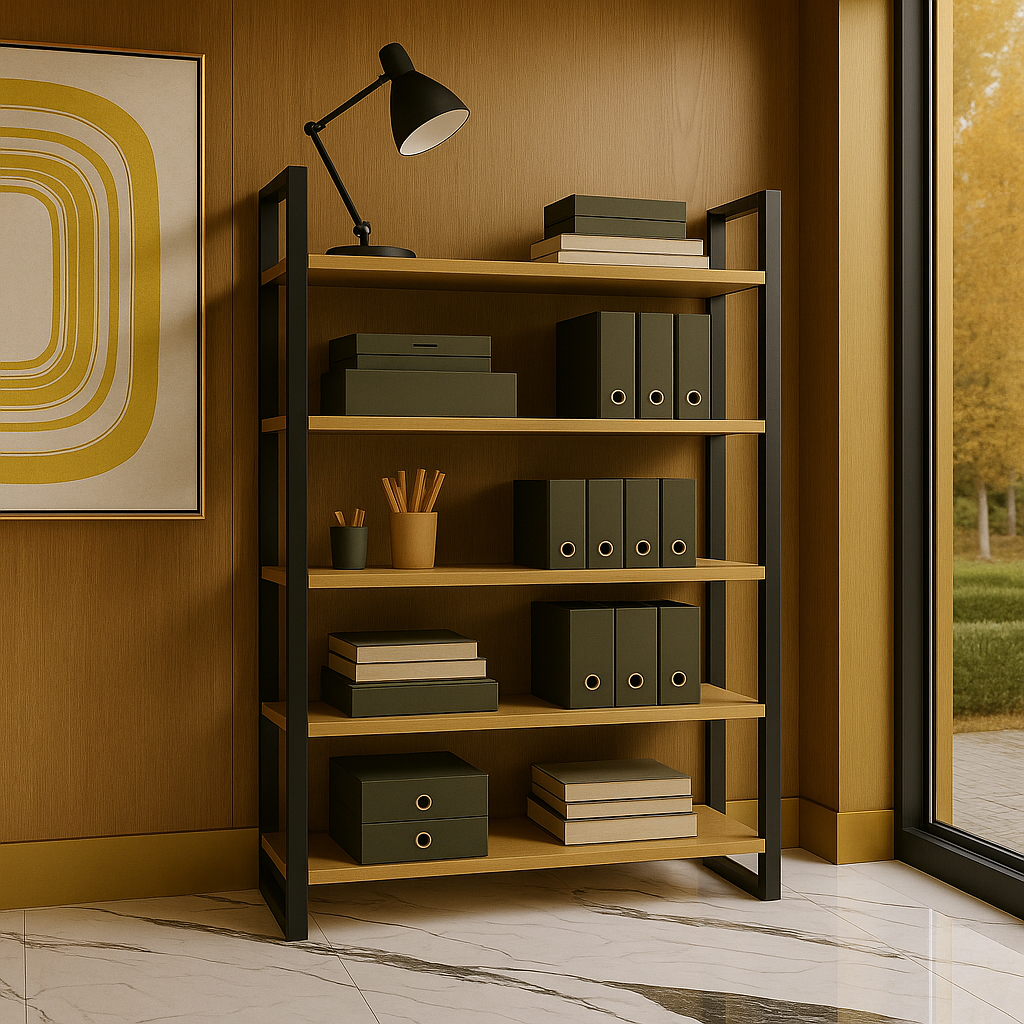 Estante Livreiro Industrial – Multiuso para Livros e Objetos Decorativos  - Estrutura em Metalon