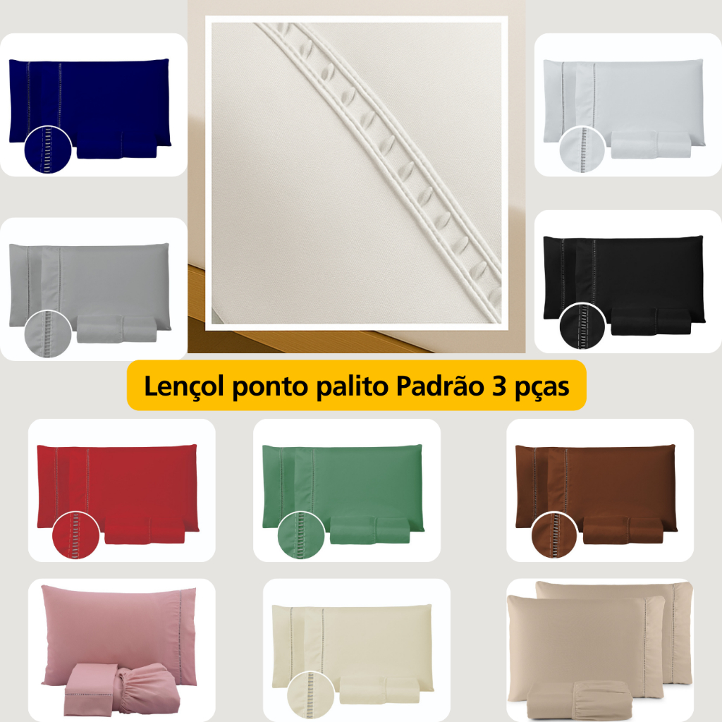 Jogo De Lençol Micropercal Ponto Palito 3 Peças Casal PADRÃO 400 Fios- Macio, Confortável e Durável em Oferta na Shopee
