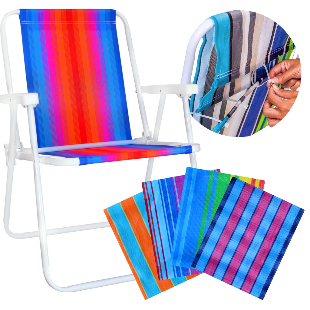 Kit 2 Refil Cadeira Praia Estampada Pano Troca Fácil Forte