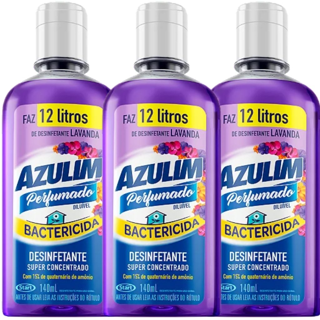 Kit c/3unid Desinfetante Bactericida Lavanda 140ml - Super Concentrado em Oferta na Shopee
