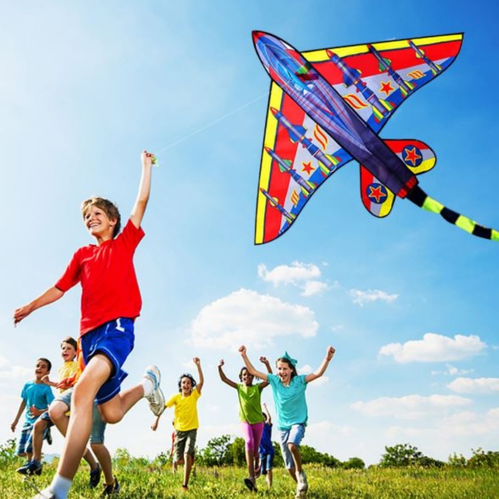 Pipa Avião 3D Importada Chinesa em Poliéster Grande 147 cm por 97 cm + 40 metros de Linha Nylon + 197 cm de Rabiola