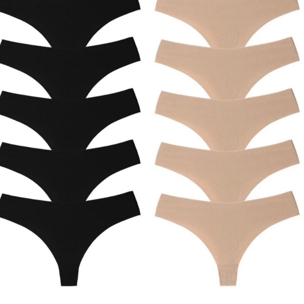 KIT 10 CALCINHAS FEMININA SEM COSTURA CORTE A LASER TANGA CONFORTO NÃO MARCA