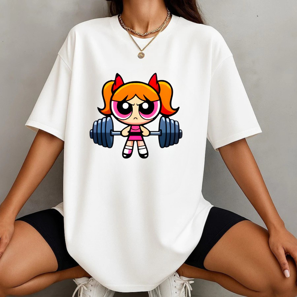 Camiseta Blusa Feminina Oversize Super Poderosas Estilosa Para Treino Academia Crossfit 100% Algodao Premium