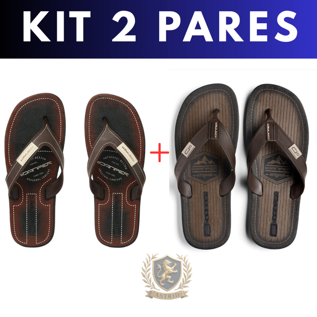 Kit 2 Pares Chinelo Masculino Sandália Power Borracha Antiderrapante Tiras Reforçadas