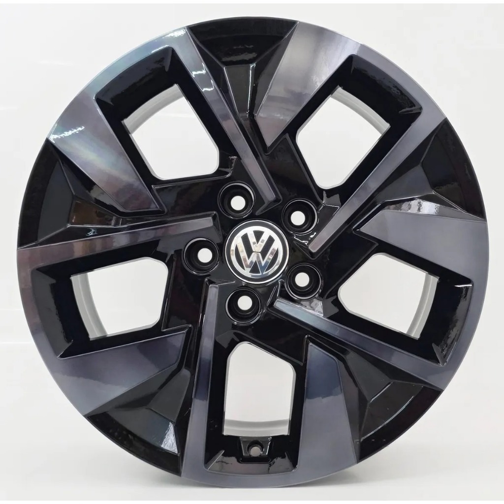 Kit 4 Rodas Aro 20x8,5 5x120 Nova Amarok Preta Diamantada Fumê Krmai S58