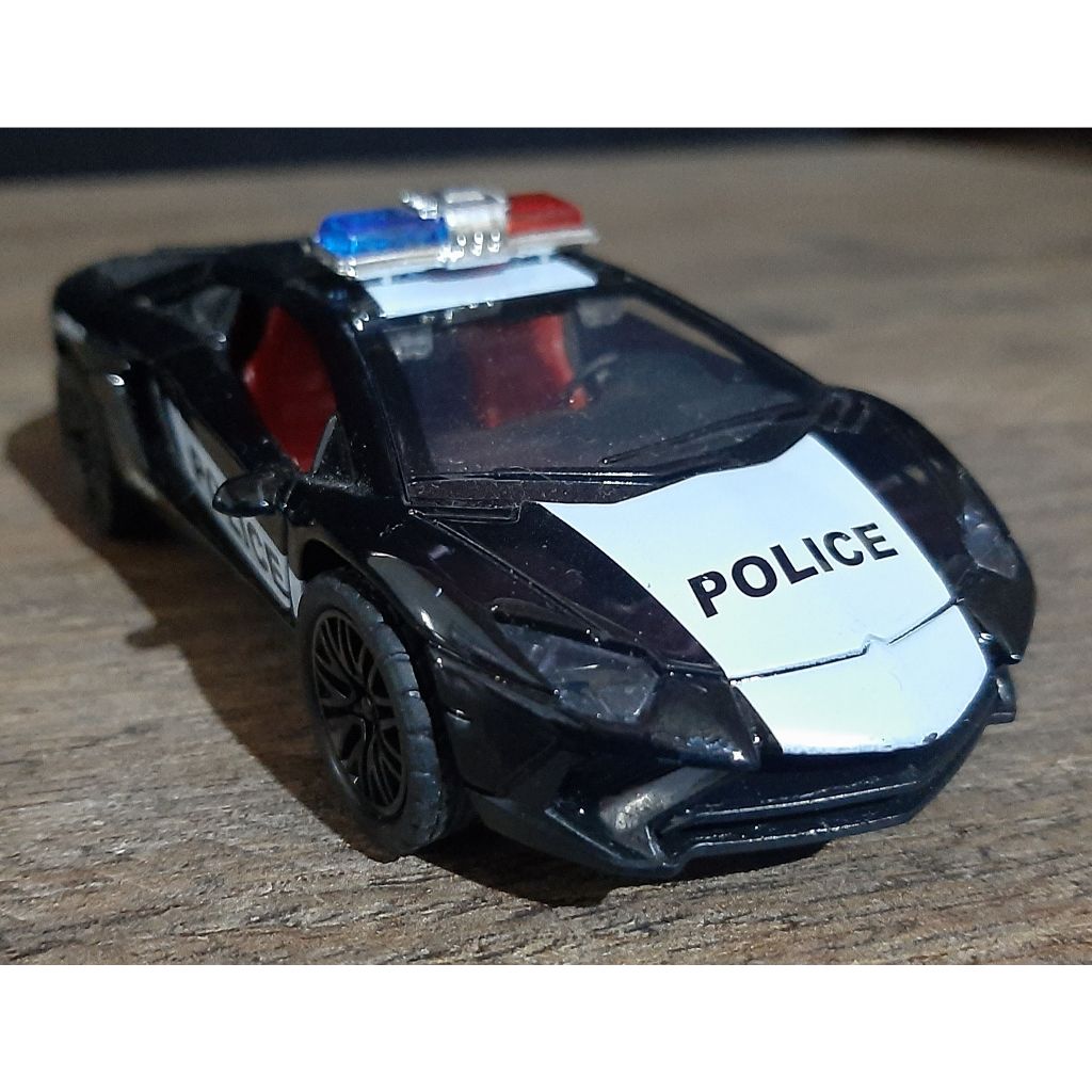 Miniatura Carro de Policia - Lamborghini - Carrinho a Ferro - Carrinho a Friccao