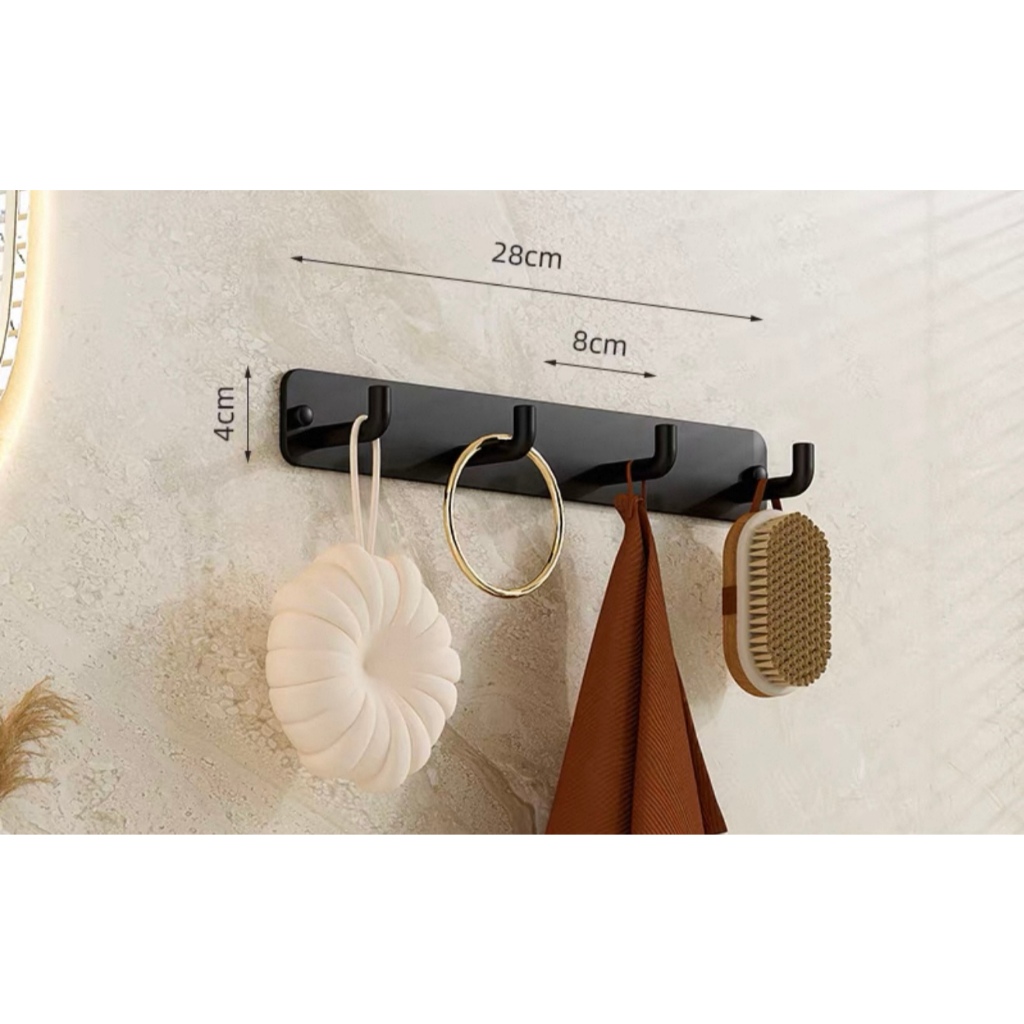 Gancho de Parede com 4 Ganchos em Aço Inoxidável - Cola Forte, Sem Furação para Cozinha e Banheiro em Oferta na Shopee