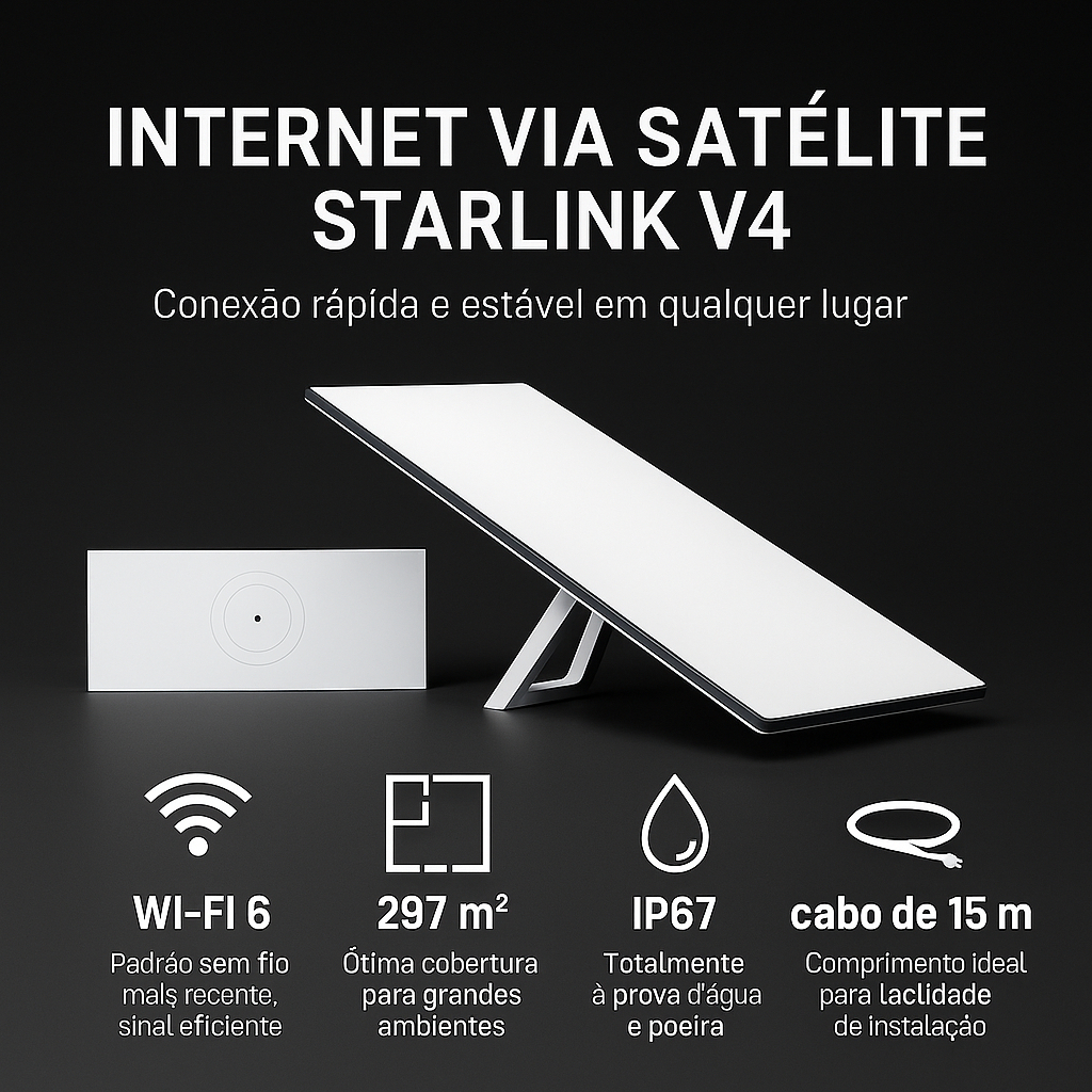 Starlink V4 Internet Satélite Wi-fi 6 Alta Velocidade Nacional Homologada Anatel (Starlink Padrão) em Oferta na Shopee