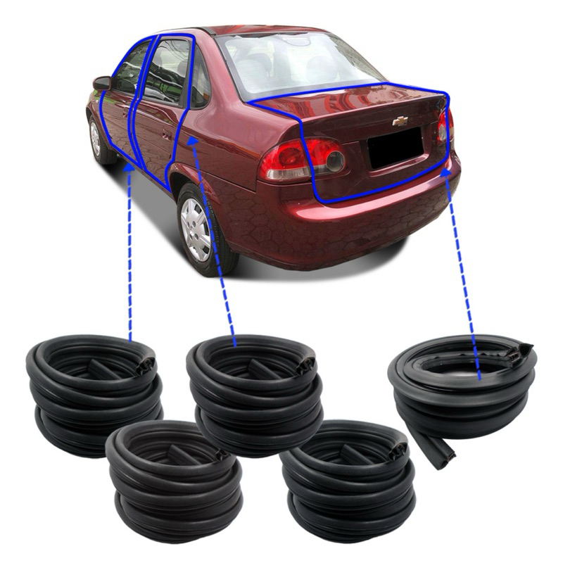 Kit Borracha 4 Portas E Mala Chevrolet Classic 1996 A 2016