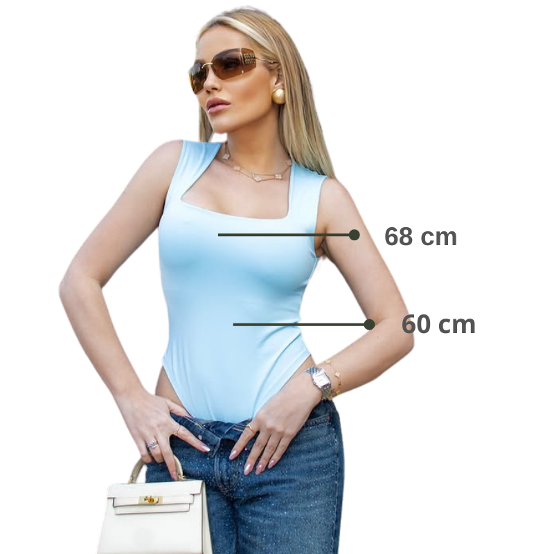 Body Poliamida Premium Regata Feminino com Decote Quadrado, Alça Larga e Forro Interno