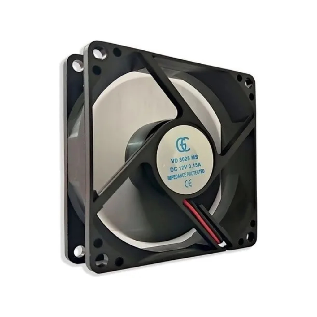 Micro Ventilador 80x80x25mm 12V Cooler Ventoinha para Refrigeração Eletrônica