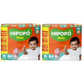1 Kit c/ 2 pacotes Fralda Hipopó Baby Hiper M 84un cada - Total 168un em Oferta na Shopee