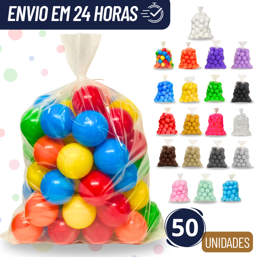 Kit Bolinhas De Piscina Não Amassam Plástico Infantil Coloridas 25 50 100 Unidades Resistente