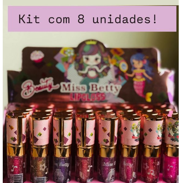 Lip Gloss Labial Magic Sereia Super Brilho Miss Betty - Longa Duração Efeito Espelhado