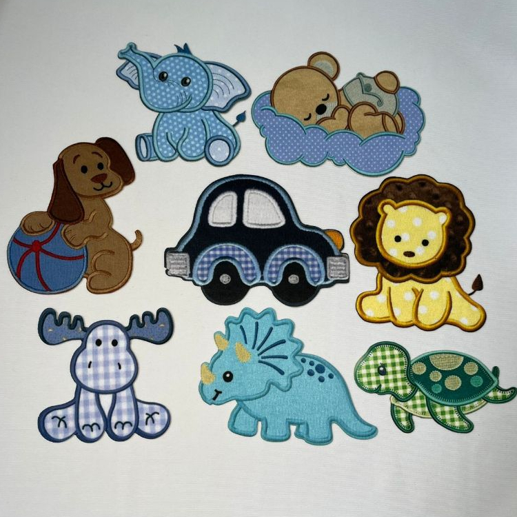 Meninos (efeito bordado) - Aplique Termocolante Para Tecido - Kit com 08 unidades