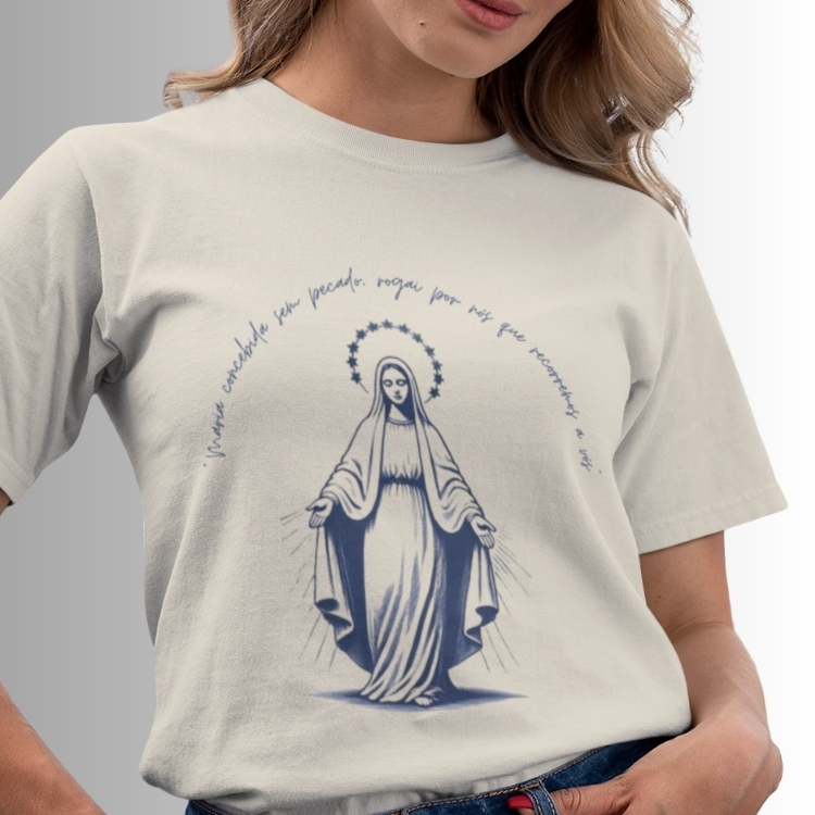 t-shirt 100% algodão camiseta feminina camiseta MARIA CONCEBIDA SEM PECADO t-shirt católica