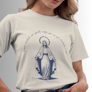 t-shirt 100% algodão camiseta feminina camiseta MARIA CONCEBIDA SEM PECADO t-shirt católica