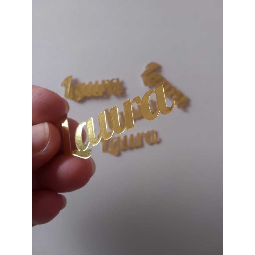 Envio rapido-Apliques Nomes Personalizados 20 unidades Papel lamicote Dourado/Lembrancinhas/aniversário/Nomes para mimos