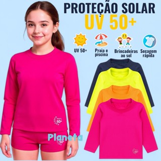 Kit Blusa Premium Infantil UV 50+ Proteção Solar | Roupa Praia Piscina Criança Menina 1 ao 16 em Oferta na Shopee