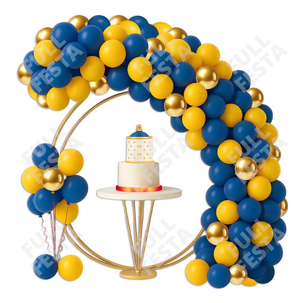 Kit 125 Balões Amarelo, Azul e Dourado Cromado + Fita | Balão/Bexiga Festa Aniversário em Oferta na Shopee