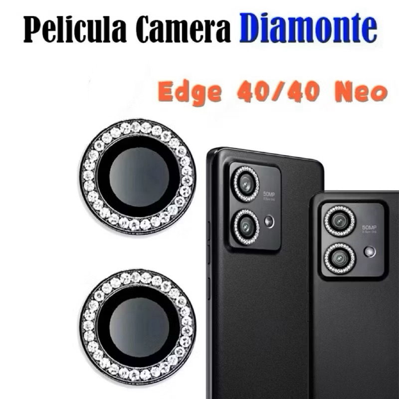 Kit (2 Pcs) Película Lente Câmera Brilho brilhante Diamante Para Motorola Edge 40 Edge 40 Neo Edge40 Edge40Neo em Oferta na Shopee