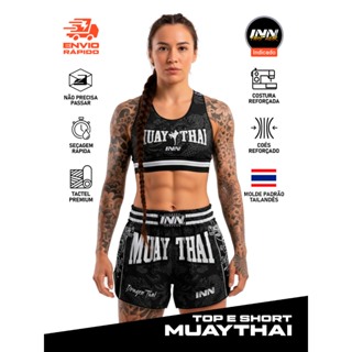 Top e Short Conjunto Muay Thai Treino Dragon Thai Cinza Feminino em Oferta na Shopee