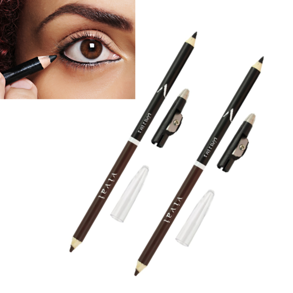 Kit 2 Lápis de Olho 2 em 1 Preto e Marrom com Apontador Vivai em Oferta na Shopee