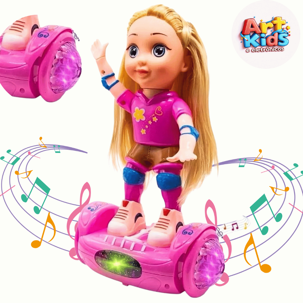 Boneca Giratória Andadora Musical Overboard Eletrônica com Luzes e Sons Infantil