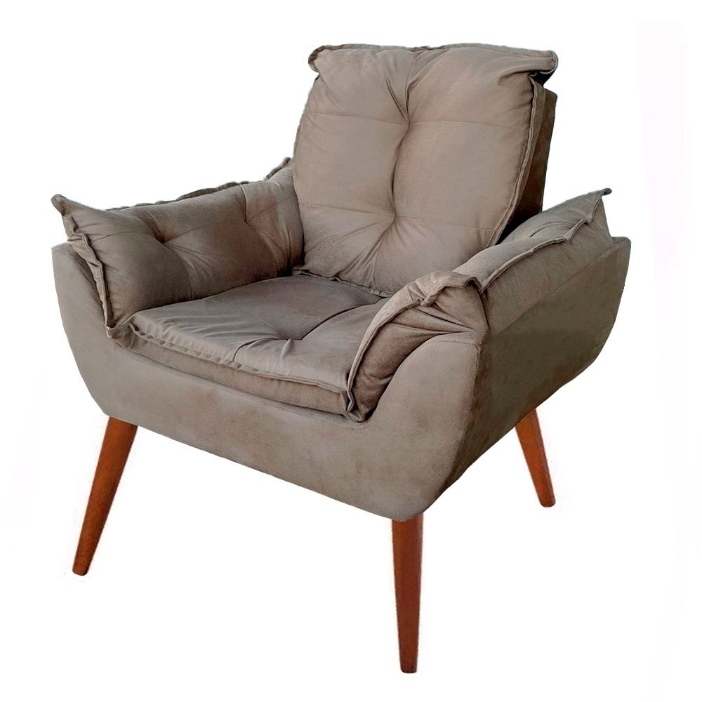 Kit 2 Poltronas Decorativa Opala Estrutura MDF Eucalipto Suede - Para Recepção e Sala De Estar · foto 2