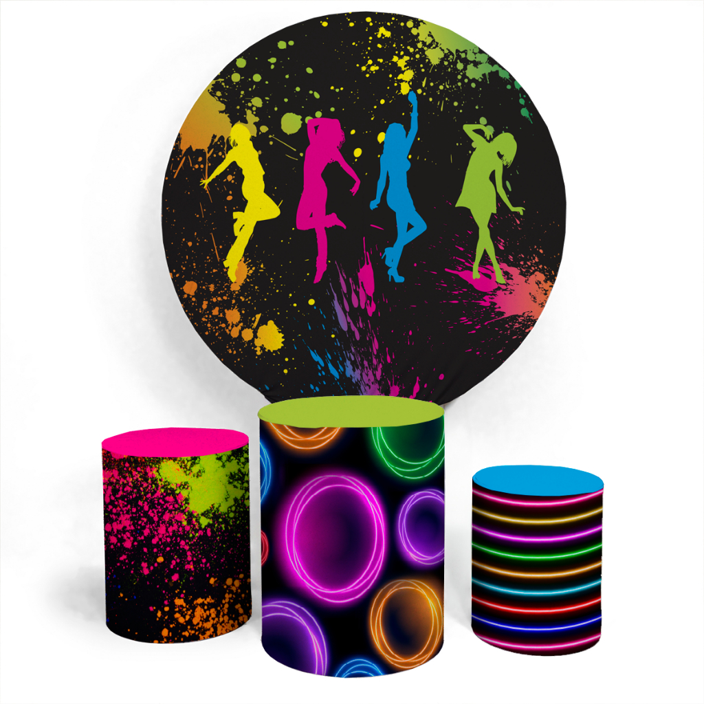 Kit Painel Evento Decorativo Painel Rave Balada Party Disco Decoração Redondo + Trio Completo Alta Qualidade Premium