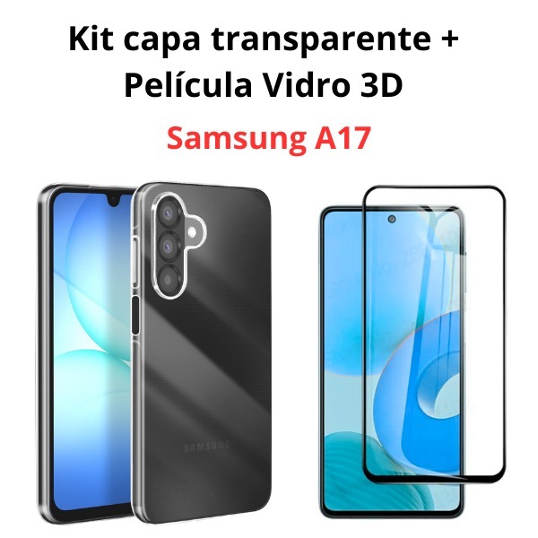 Kit Capinha Anti-Impacto Transparente + Película Vidro 3D P/Samsung A17 em Oferta na Shopee
